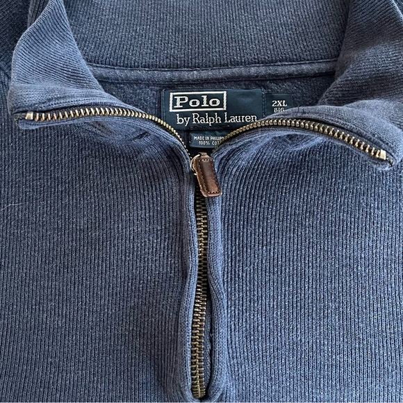 POLO by Ralph Lauren 1/4 Zip Pullover Navy Sweater Top Size 2XL Big - Picture 2 of 13